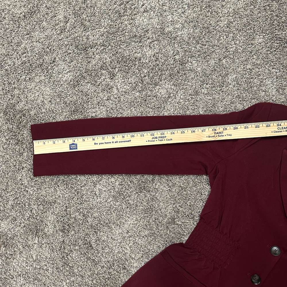 Steve Madden Burgundy Blazer with Notched Lapels and Fitted Silhouette - Picture 12 of 15
